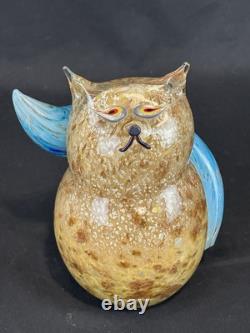 VTG Extremely RARE Heavy Murano Hand Blown Cat Signed with Original Label 8x5