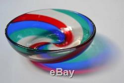 VTG FULVIO BIANCONI VENINI MURANO BOWL Fasce Ritorte Glass Spiral Stripe