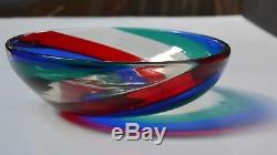 VTG FULVIO BIANCONI VENINI MURANO BOWL Fasce Ritorte Glass Spiral Stripe