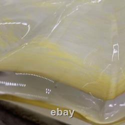 VTG Hand Blown Art Glass Pedestal Scalloped Murano Style Yellow Spat Bowl