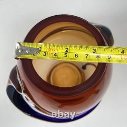 VTG Hand Blown Murano Art Glass Red Amber Swirl Wrap Mid Century Lava 12 Vase