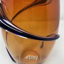 VTG Hand Blown Murano Art Glass Red Amber Swirl Wrap Mid Century Lava 12 Vase