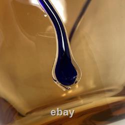 VTG Hand Blown Murano Art Glass Red Amber Swirl Wrap Mid Century Lava 12 Vase