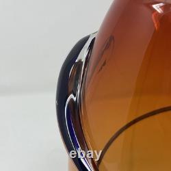 VTG Hand Blown Murano Art Glass Red Amber Swirl Wrap Mid Century Lava 12 Vase