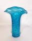 VTG Hand-Blown Murano Style Venetian Art Glass Blue & White Fluted Swirl Design