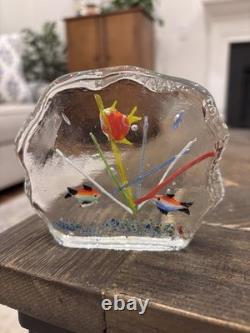 VTG Hand-blown Murano Art Glass Aquarium Sculpture, Lume & Sommerso Styles MCM