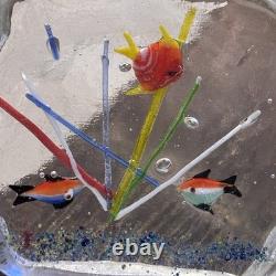 VTG Hand-blown Murano Art Glass Aquarium Sculpture, Lume & Sommerso Styles MCM