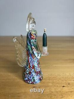 VTG Italian Murano Art Hand Blown Glass Angel Candle Holder Sculpture Millefiori