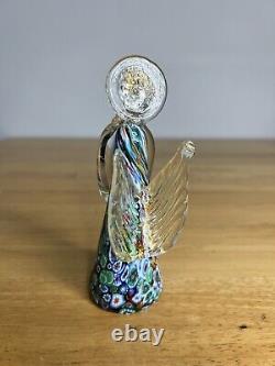 VTG Italian Murano Art Hand Blown Glass Angel Candle Holder Sculpture Millefiori