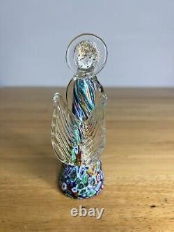 VTG Italian Murano Art Hand Blown Glass Angel Candle Holder Sculpture Millefiori