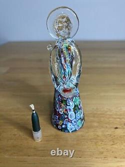 VTG Italian Murano Art Hand Blown Glass Angel Candle Holder Sculpture Millefiori