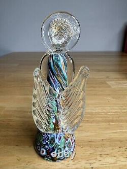 VTG Italian Murano Art Hand Blown Glass Angel Candle Holder Sculpture Millefiori