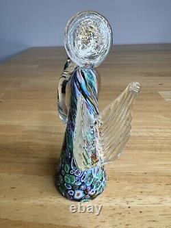 VTG Italian Murano Art Hand Blown Glass Angel Candle Holder Sculpture Millefiori