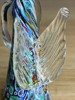 VTG Italian Murano Art Hand Blown Glass Angel Candle Holder Sculpture Millefiori