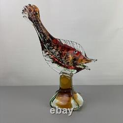 VTG J. I. CO. Murano Venetian Sommerso Glass Fish Sculpture, 10 3/4 Inch Tall