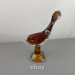 VTG J. I. CO. Murano Venetian Sommerso Glass Fish Sculpture, 10 3/4 Inch Tall