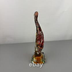 VTG J. I. CO. Murano Venetian Sommerso Glass Fish Sculpture, 10 3/4 Inch Tall