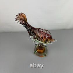 VTG J. I. CO. Murano Venetian Sommerso Glass Fish Sculpture, 10 3/4 Inch Tall