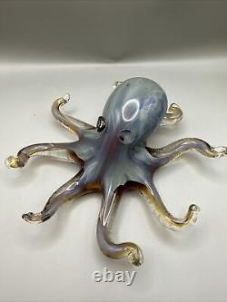 VTG Japan Murano Glass Hand Sculpted Blown Glass Octopus Paperweight Mint