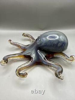 VTG Japan Murano Glass Hand Sculpted Blown Glass Octopus Paperweight Mint