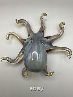 VTG Japan Murano Glass Hand Sculpted Blown Glass Octopus Paperweight Mint