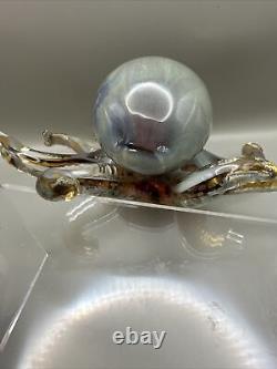 VTG Japan Murano Glass Hand Sculpted Blown Glass Octopus Paperweight Mint