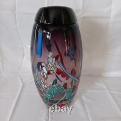 VTG Large Hand Blown Murano Murrine Abstract Art Glass Vase Signed