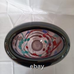 VTG Large Hand Blown Murano Murrine Abstract Art Glass Vase Signed