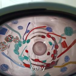 VTG Large Hand Blown Murano Murrine Abstract Art Glass Vase Signed