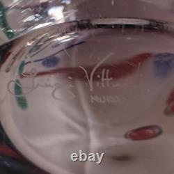 VTG Large Hand Blown Murano Murrine Abstract Art Glass Vase Signed