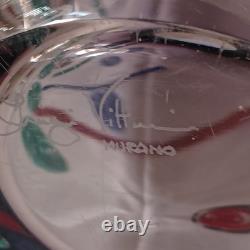 VTG Large Hand Blown Murano Murrine Abstract Art Glass Vase Signed