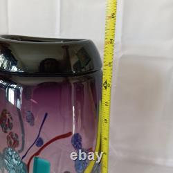 VTG Large Hand Blown Murano Murrine Abstract Art Glass Vase Signed