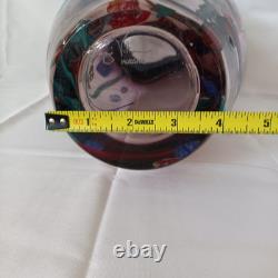 VTG Large Hand Blown Murano Murrine Abstract Art Glass Vase Signed
