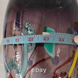 VTG Large Hand Blown Murano Murrine Abstract Art Glass Vase Signed