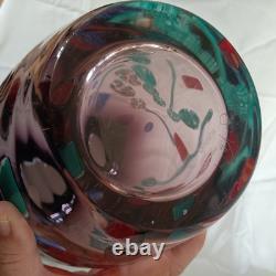 VTG Large Hand Blown Murano Murrine Abstract Art Glass Vase Signed