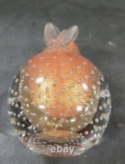 VTG MCM Alfredo Barbini Murano Hand Blown Art Glass Apple & Pear- Orange Color