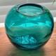 VTG MCM Murano Bullicante Art Glass Sphere Vase Teal Polished Pontil Heavy 2+LB