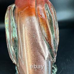 VTG MCM Murano Hand Blown Art Glass Swan Crane Bird Figurine Aventurine 13.5