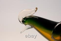 VTG Mid Century Hand Blown Murano Art Glass Pheasant Bird 16 Blue-Green-Teal