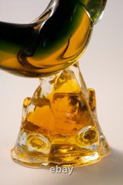 VTG Mid Century Hand Blown Murano Art Glass Pheasant Bird 16 Blue-Green-Teal