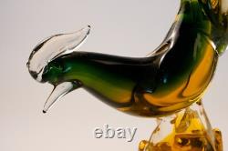VTG Mid Century Hand Blown Murano Art Glass Pheasant Bird 16 Blue-Green-Teal