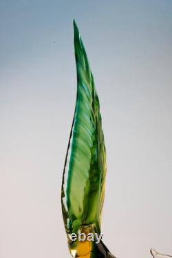 VTG Mid Century Hand Blown Murano Art Glass Pheasant Bird 16 Blue-Green-Teal