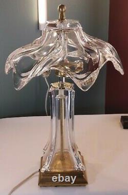 VTG Mid Century Modern Clear Murano Glass, Boudoir Lamp Crystal Hand Blown