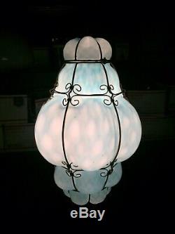 VTG Mid-Century Seguso Murano Hand Blown Art Glass Pendant Hanging Light Lamp