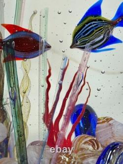 VTG Murano Art Glass Aquarium Sculpture Vase Signed Glass Studio Murano