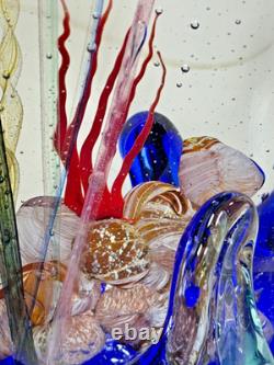 VTG Murano Art Glass Aquarium Sculpture Vase Signed Glass Studio Murano
