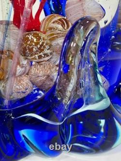 VTG Murano Art Glass Aquarium Sculpture Vase Signed Glass Studio Murano