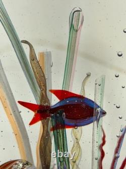 VTG Murano Art Glass Aquarium Sculpture Vase Signed Glass Studio Murano