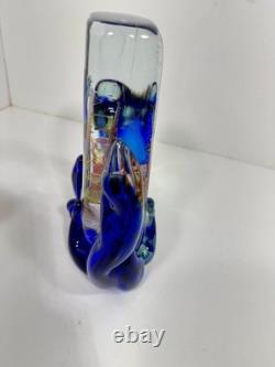 VTG Murano Art Glass Aquarium Sculpture Vase Signed Glass Studio Murano