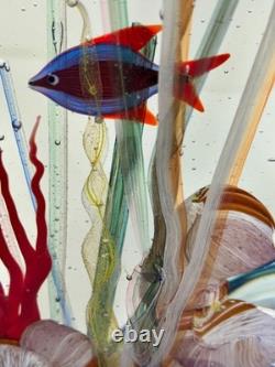 VTG Murano Art Glass Aquarium Sculpture Vase Signed Glass Studio Murano